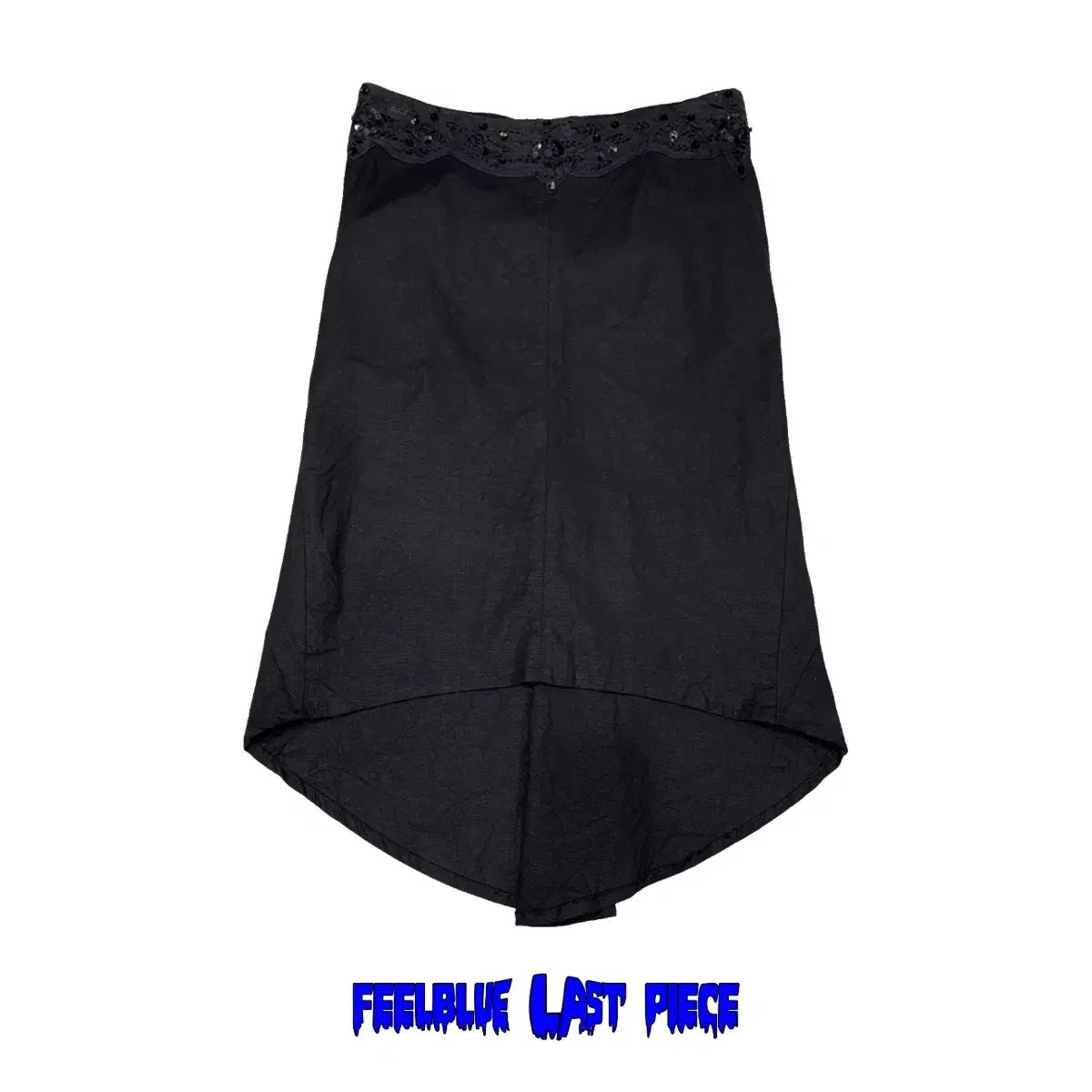 goth fairy Black Linen Midi Skirt