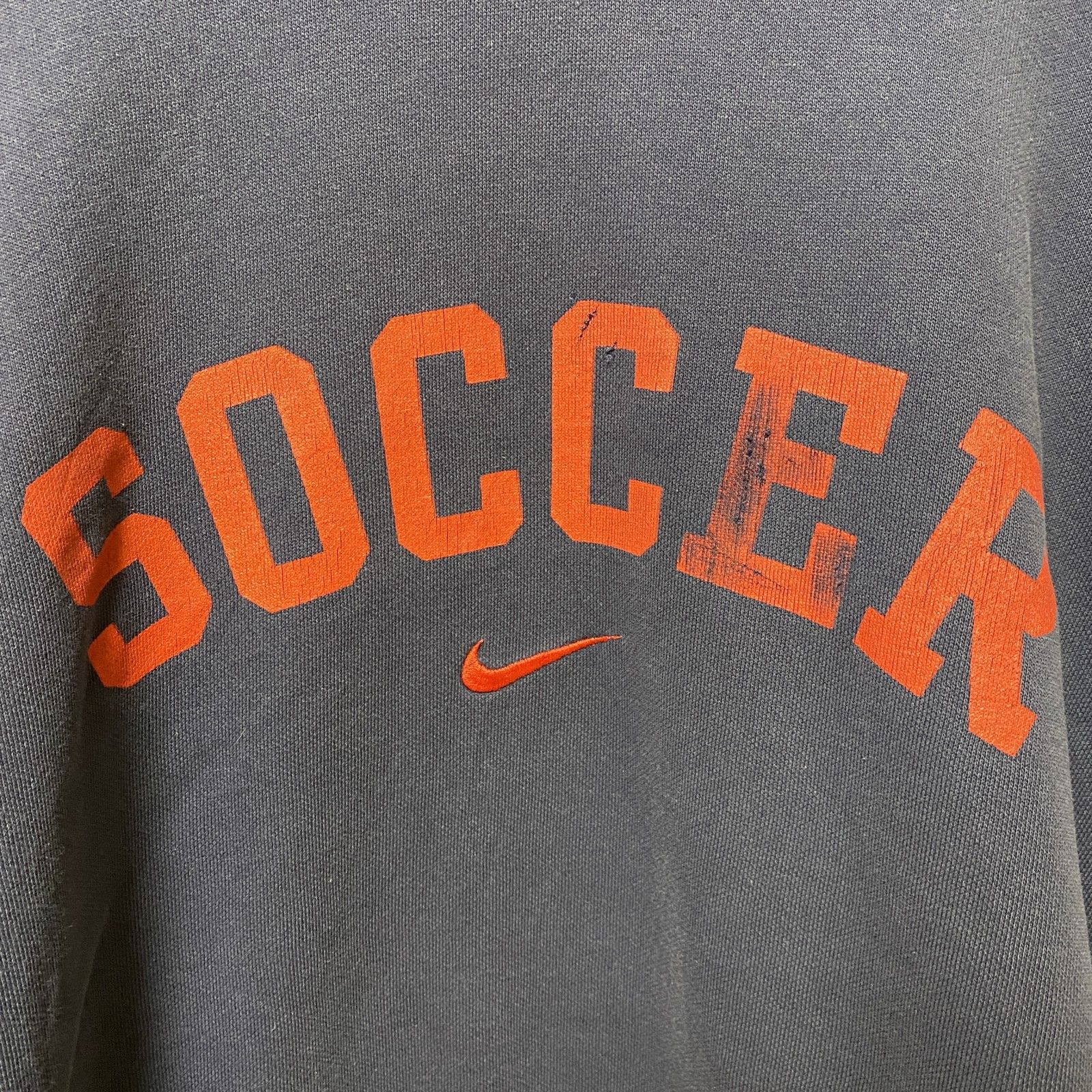 古着 used NIKE ナイキ SOCCER 長袖プリントパーカー プルオーバー ネイビー ロゴ刺繍 オーバーサイズ - メルカリ