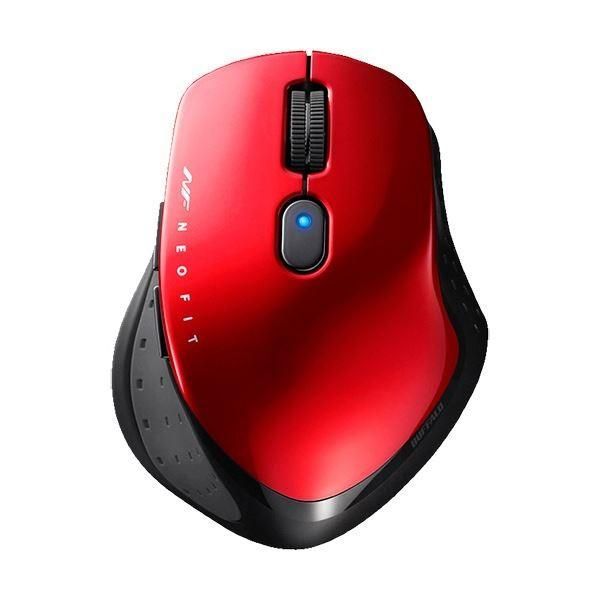 (まとめ) バッファロー 無線 BlueLED5ボタン ネオフィットマウス Mサイズ レッド BSMBW510MRD 1個 〔×5セット〕