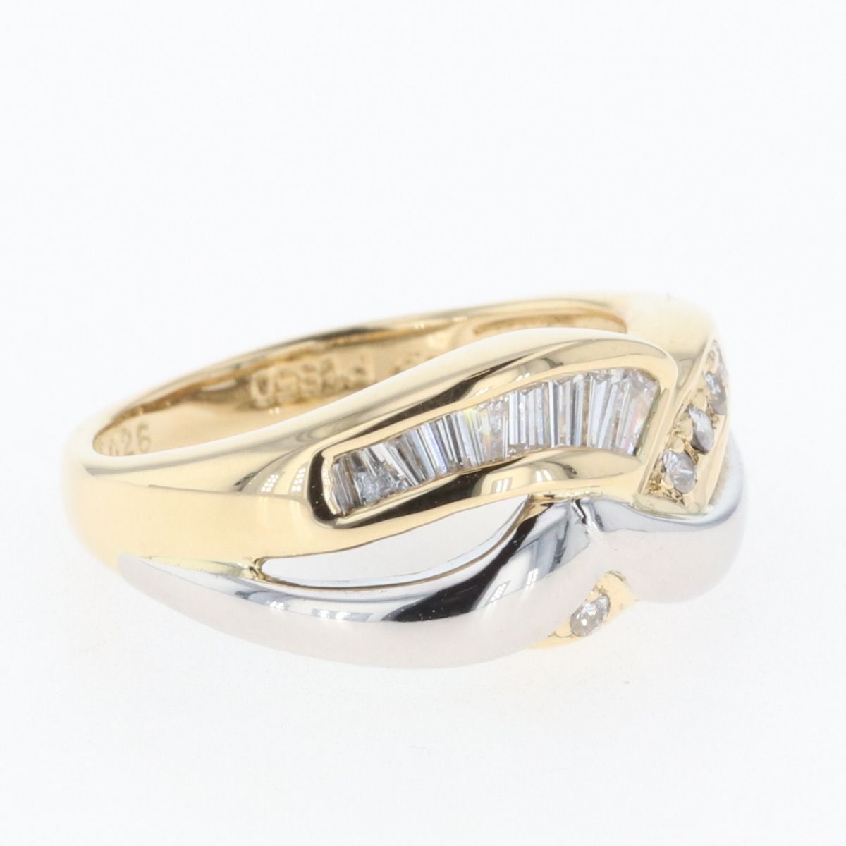 メレダイヤ デザインリング K18 イエローゴールド プラチナ 指輪