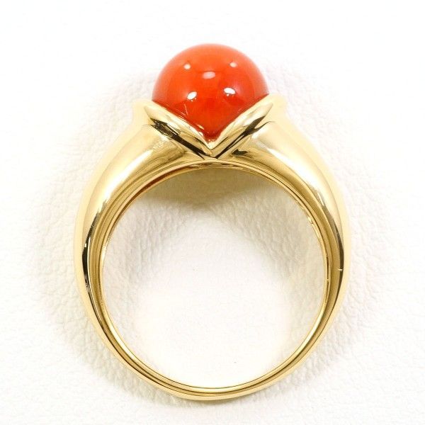 K18YG リング ring 指輪 8号 サンゴ 総重量約4.6g
