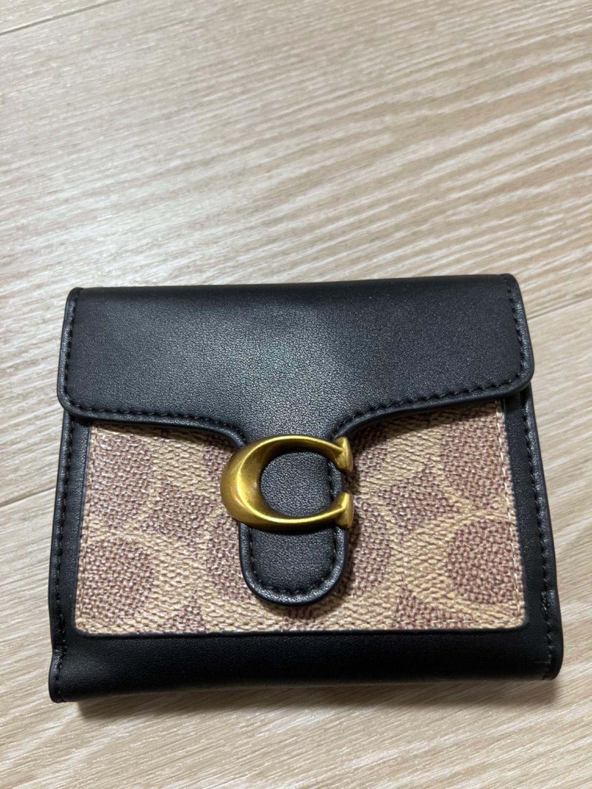 新品 COACH コーチ タビー スモールウォレット 二つ折り財布 タン