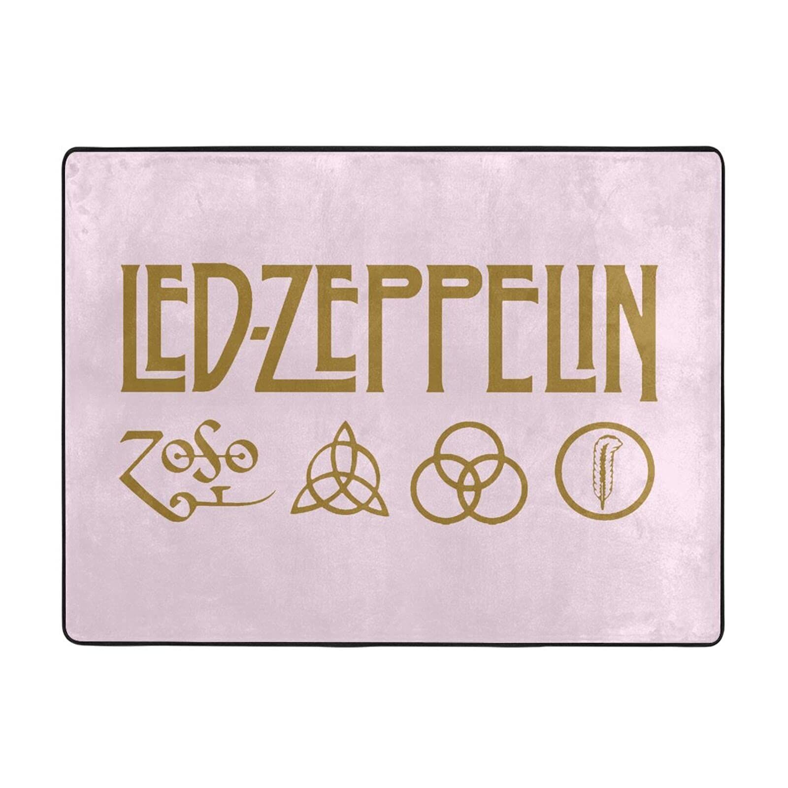 Led Zeppelin レッドツェッペリン ラグ カーペット 洗える ラグマット 滑り止め付 絨毯 防ダニ 抗菌 防臭 ふわふわ おしゃれ フランネルラグ 夏用 防音 洗えるラグ マット オールシーズン 北欧 長方形 150×100cm