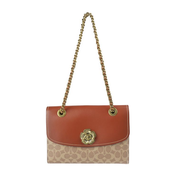 COACH コーチ パーカー ショルダーバッグ 30585 PVC レザー ベージュ