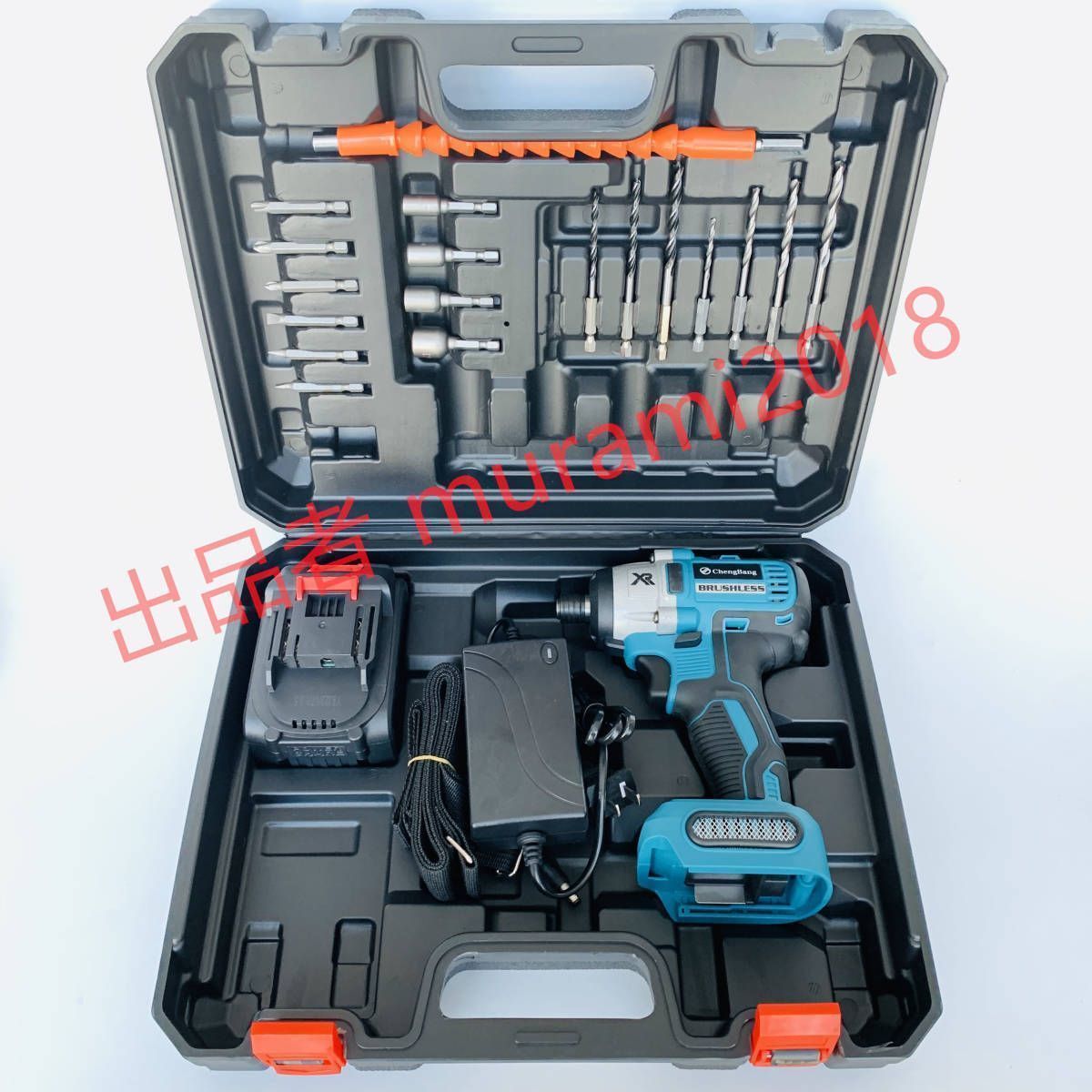 XR 電動インパクトドライバー 21V 22点セットバッテリー*1枚 正逆転切替 550N.mブラシレスモーターを搭載本体 電動工具 マキタ バッテリー併用 -1989-