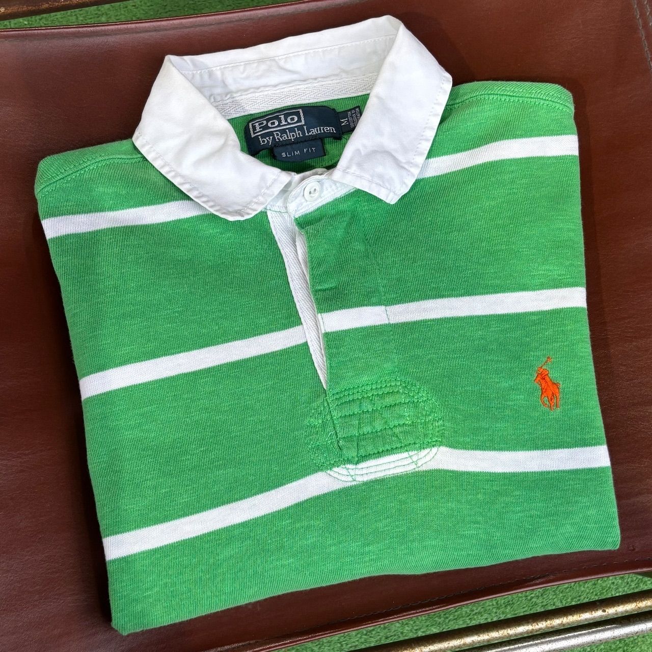 90〜00s Polo by Ralph Lauren ラガーシャツ グリーンボーダー - メルカリ