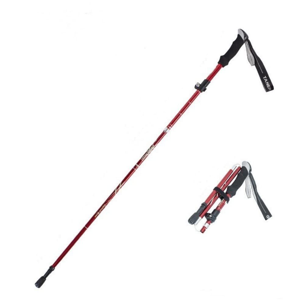 【在庫処分】調整可能 110cm 石突 折り畳み 2本 登山杖 杖 両用 アルミ製 トレッキングポール 収納袋付き 登山 登山用 杖 トレッキング UCPORT ステッキ アウトドア 登山 二つ レッド