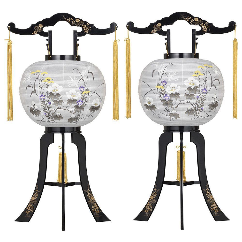 証明書付 置き提灯 一対 ◆高さ80cm×火袋径34cm◆ 2458-T コードレス 11号 大内行灯 盆ちょうちん 盆提灯 対柄 滝田商店 仏壇屋