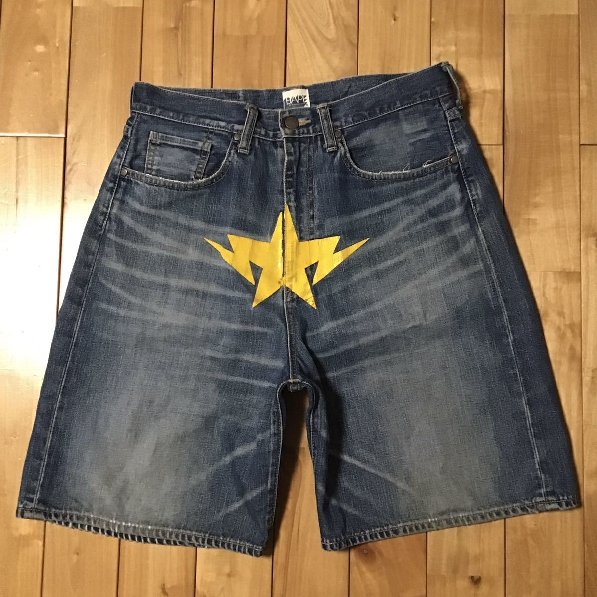 BAPESTA デニム ハーフパンツ Mサイズ a bathing ape BAPE sta denim 