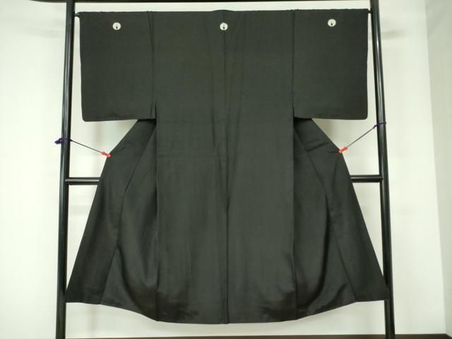 平和屋着物●男性 黒紋付 羽織セット 羽裏 一富士二鷹三茄子 正絹 DAAX1386op