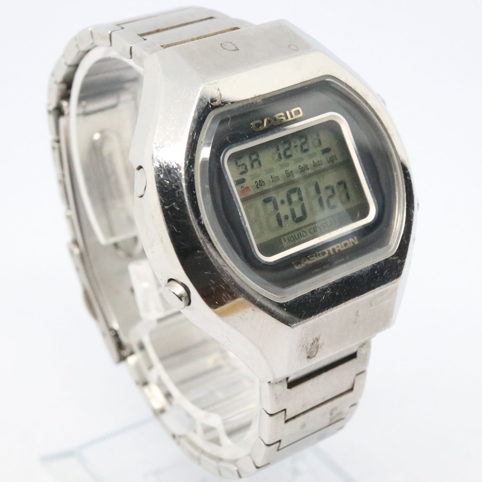 【激レア】CASIO カシオトロン　稼働品　ビンテージ　デジタル シルバー CASIO - CASIOTRON カシオトロン デジタル腕時計 シルバー