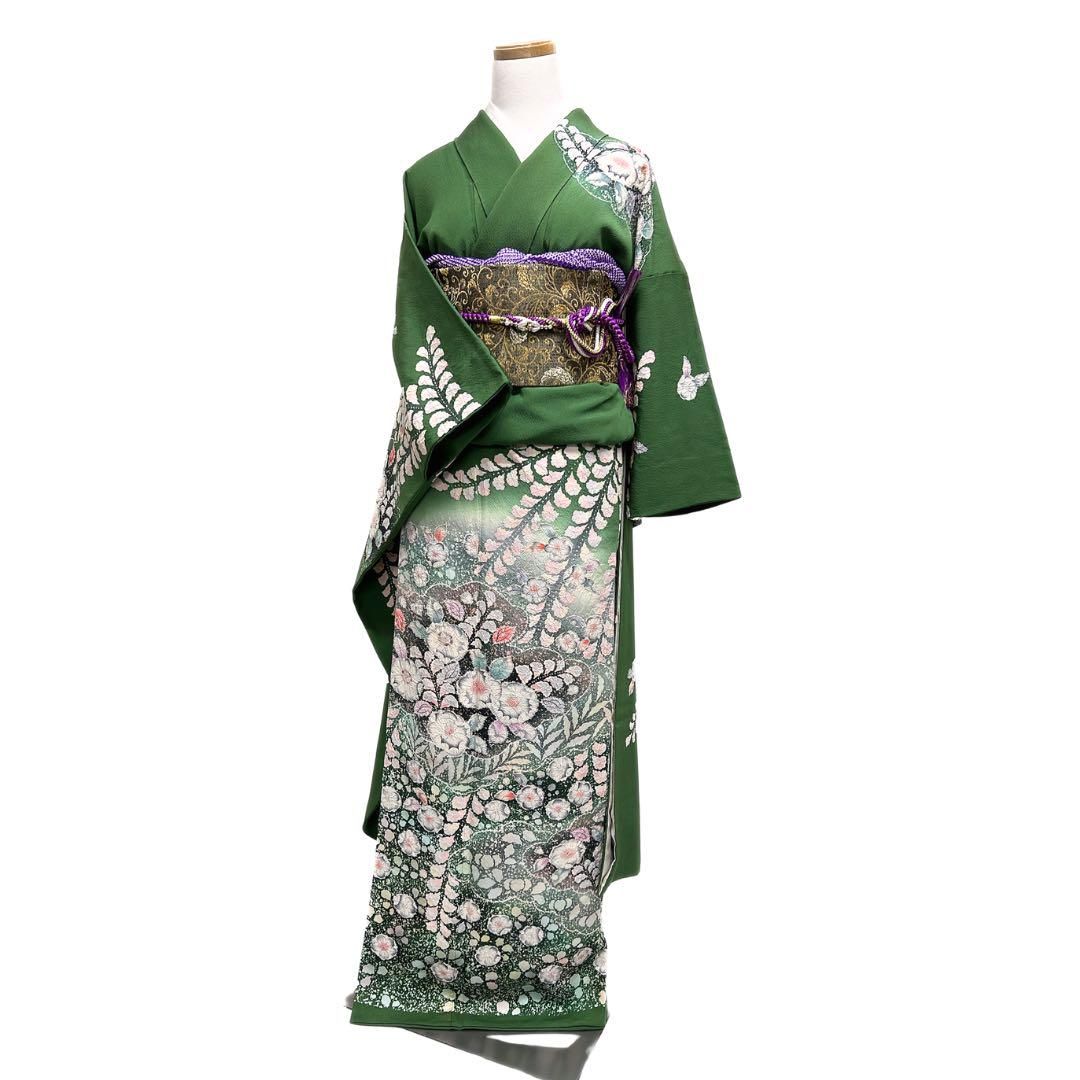 訪問着　作家もの　たたき染め　辻ヶ花　藤の花　グラデーション　091a p 訪問着 作家もの たたき染め 辻ヶ花 藤の花 グラデーション 091a p 訪問