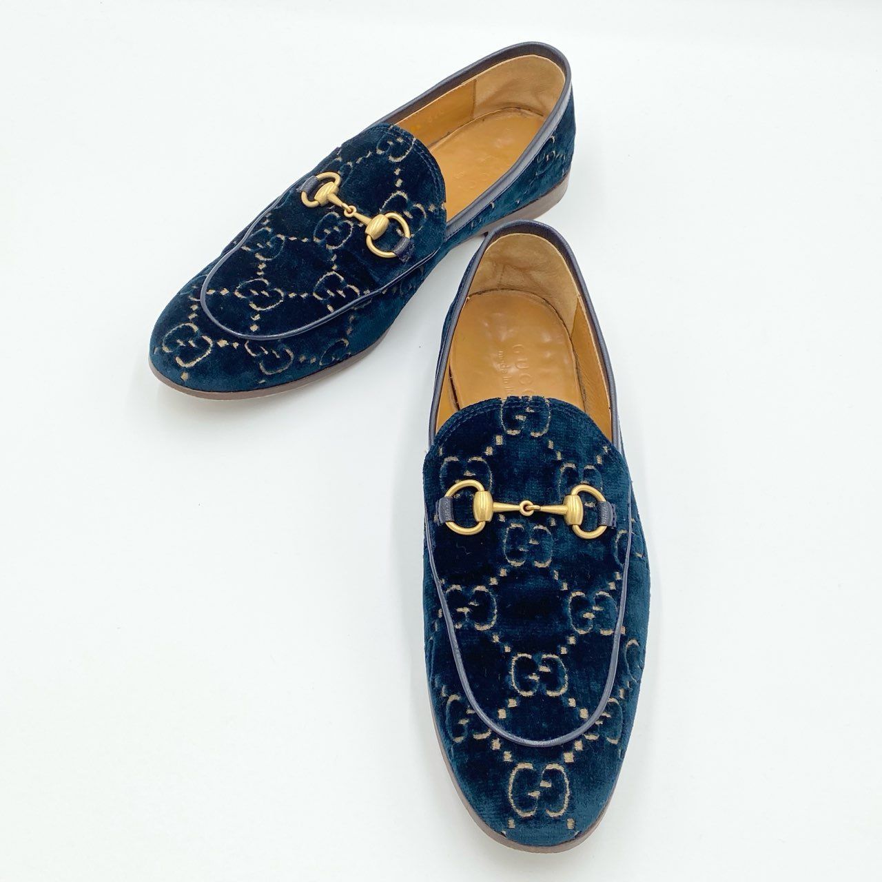 1i4 GUCCI グッチ GGベルベット ホースビット ローファー ドレス