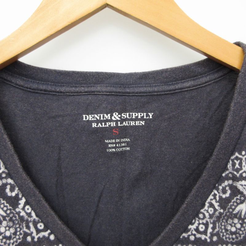 デニム&サプライ ラルフローレン DENIM & SUPPLY RALPH LAUREN Tシャツ カットソー Vネック ペイズリー柄 半袖 紺  ネイビー Sサイズ 0425 □GY14 - メルカリ