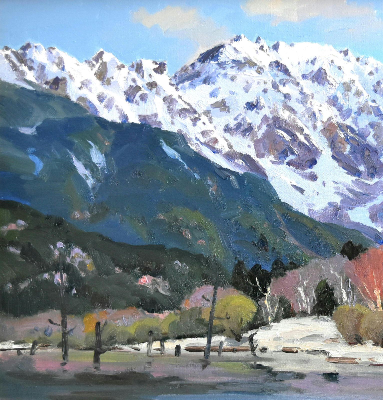 赤羽忠親 「上高地秋景」 風景画 油彩 P15号 真作保証 安曇野風景画