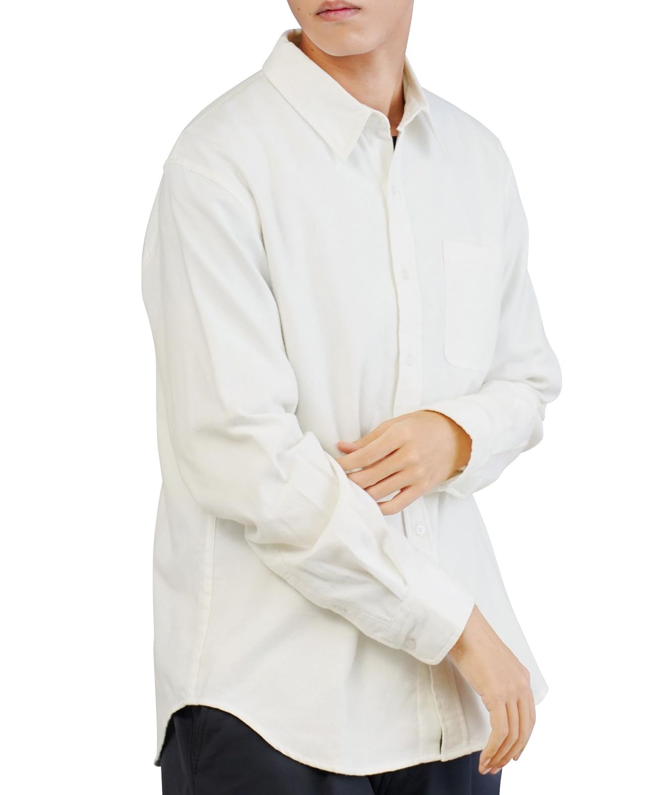 【数量限定】【大人気】コットン 100% カジュアル シンプル 綿 キレイ目 柔らか 春服 起毛 秋服 冬服 羽織り 黒 フランネル 白 青 長袖 家庭洗濯 ネル無地レギュラーカラーシャツ｜無地 洗え