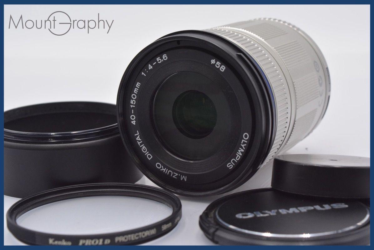 上 オリンパス OLYMPUS M.ZUIKO DIGITAL 40-150mm F4-5.6 ED MSC 前後キャップ-レンズフィルター レンズフード付 am273