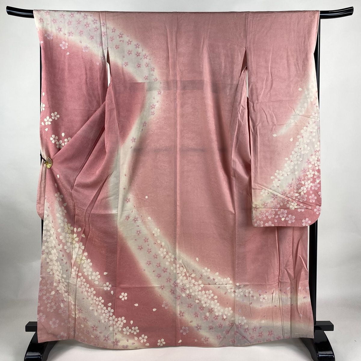 振袖 身丈165cm 裄丈66.5cm M 袷 桜 銀通し 金彩 ピンク 正絹 逸品  