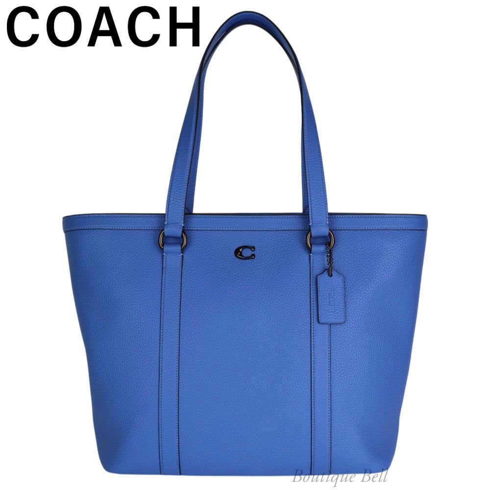 COACH】コーチ ペブル レザー ゴッサム ジップ トート バッグ ブルー