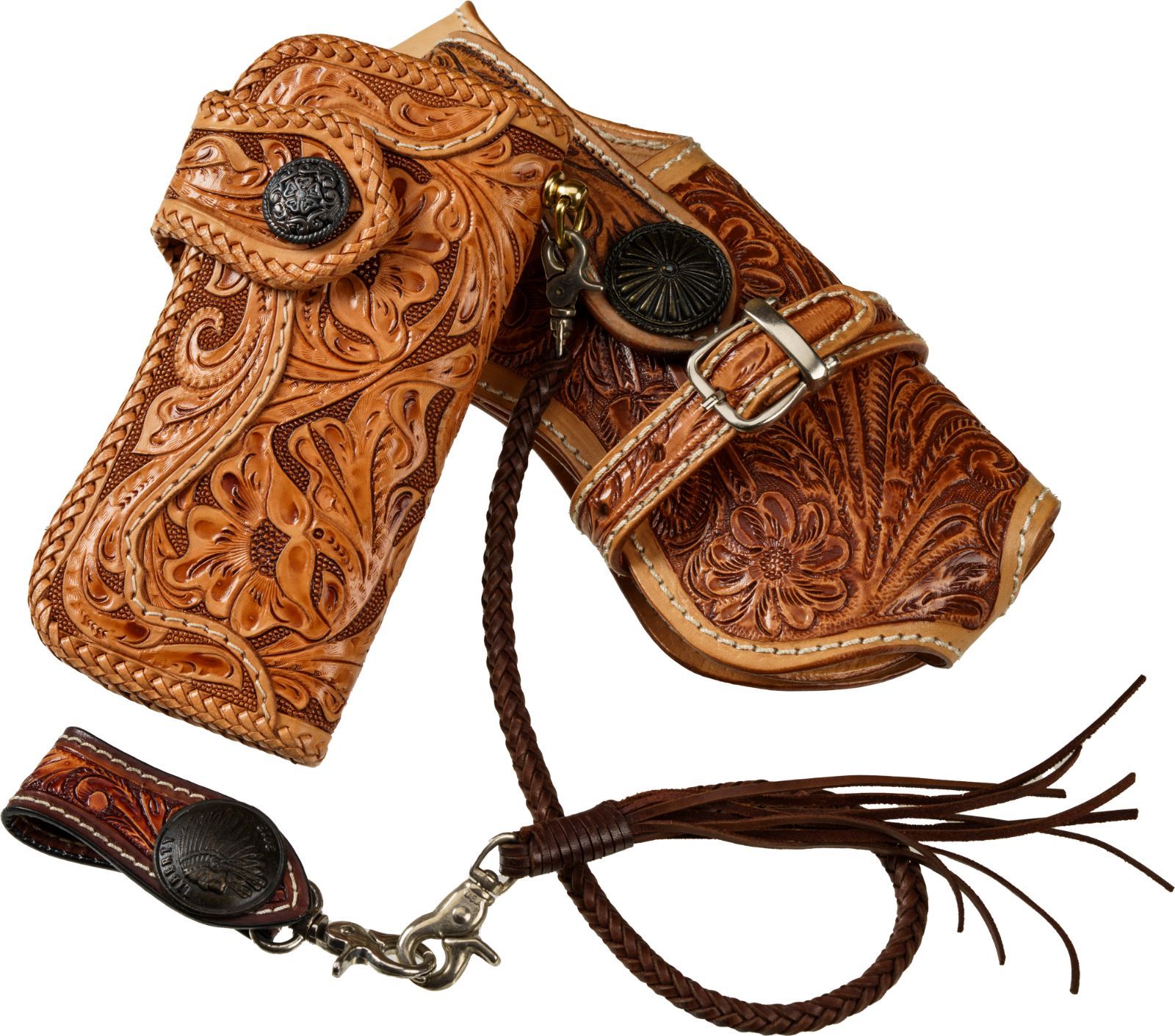 バイカーズウォレット　ウォレットチェーン付　本革　ハンドメイド レザークラフト ハンドメイド バイカーズウォレット 本革 財布