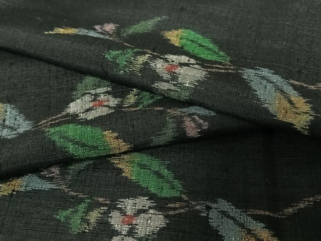 平和屋着物○上質な紬 枝花文 黒地 正絹 逸品 AAAU8387zg - メルカリ 