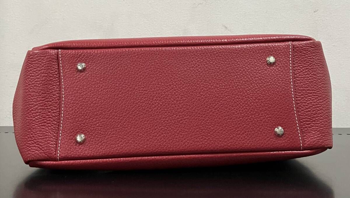 傳濱野 ハンドバッグ ミーティア レッド レザー トートバッグ 南京錠