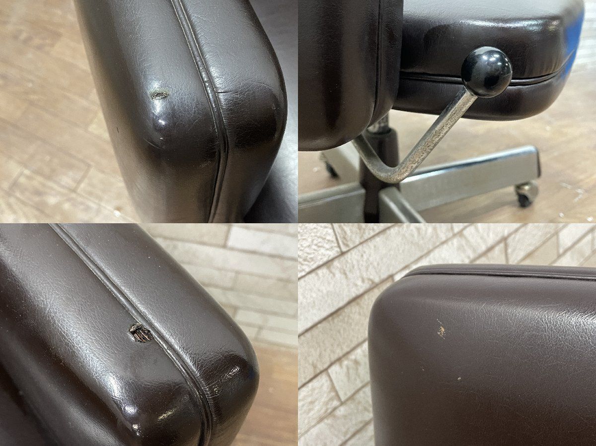 ミッドセンチュリー ヴィンテージ デスクチェア 回転椅子 社長椅子 アームチェア ドクターチェア レザー 昇降 昭和レトロ 畑1115 MARWIL-DEMENAGEMENTS_CH