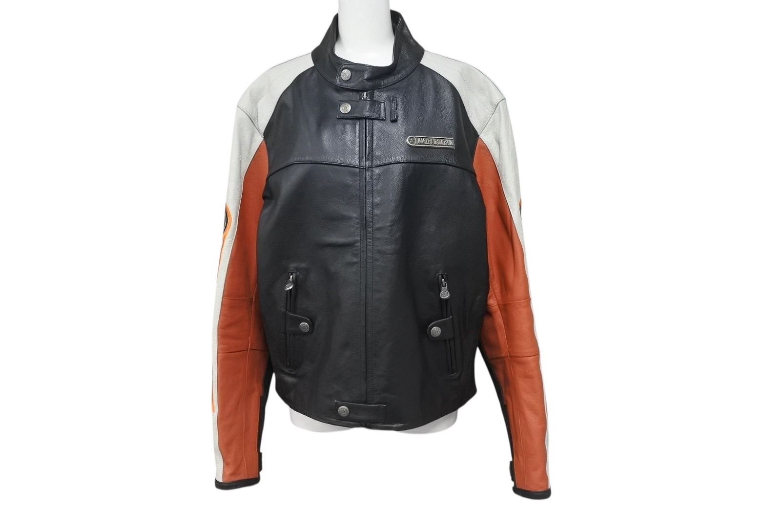 HARLEY-DAVIDSON ハーレーダビットソン ライダースジャケット ブラック グレー ブラウン レザー M メンズ 4b001837