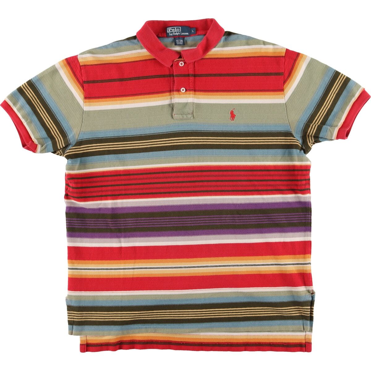古着 ラルフローレン Ralph Lauren POLO by Ralph Lauren マルチボーダー 半袖 ボーダー ポロシャツ メンズL/eaa427583