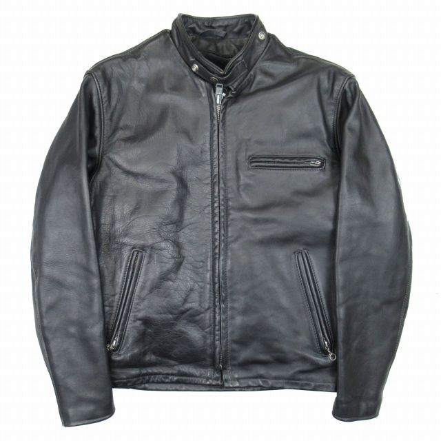 ショット SCHOTT MADE in USA Lot.641 立ち襟 シングルライダース レザー ジャケット 本革 バイカー ブルゾン 革ジャン アウター ベスト型ファーライナー付き アメリカ 米国製 40 黒 ブラック/S40/メン