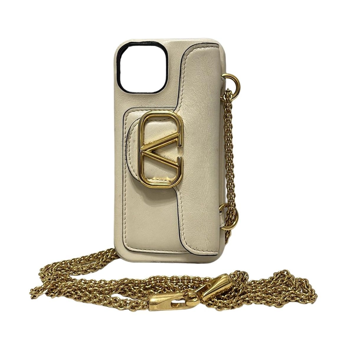 VALENTINOGARAVANI バレンチノガラバーニ 携帯電話ケース - 3W2P0Z18ZXL アイボリー×ゴールド iPhoneケース|iPhone13 レザー