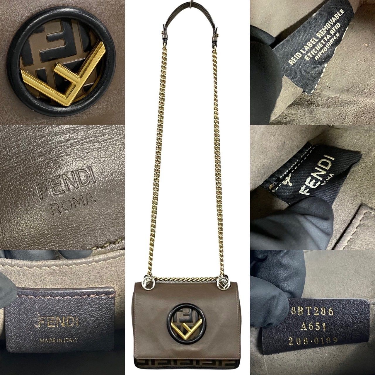 極 美品 FENDI フェンディ キャナイエフ Ｆ ロゴ 金具 レザー 2way ショルダーバッグ ハンドバッグ クロスボディバッグ ブラウン  52097 - メルカリ