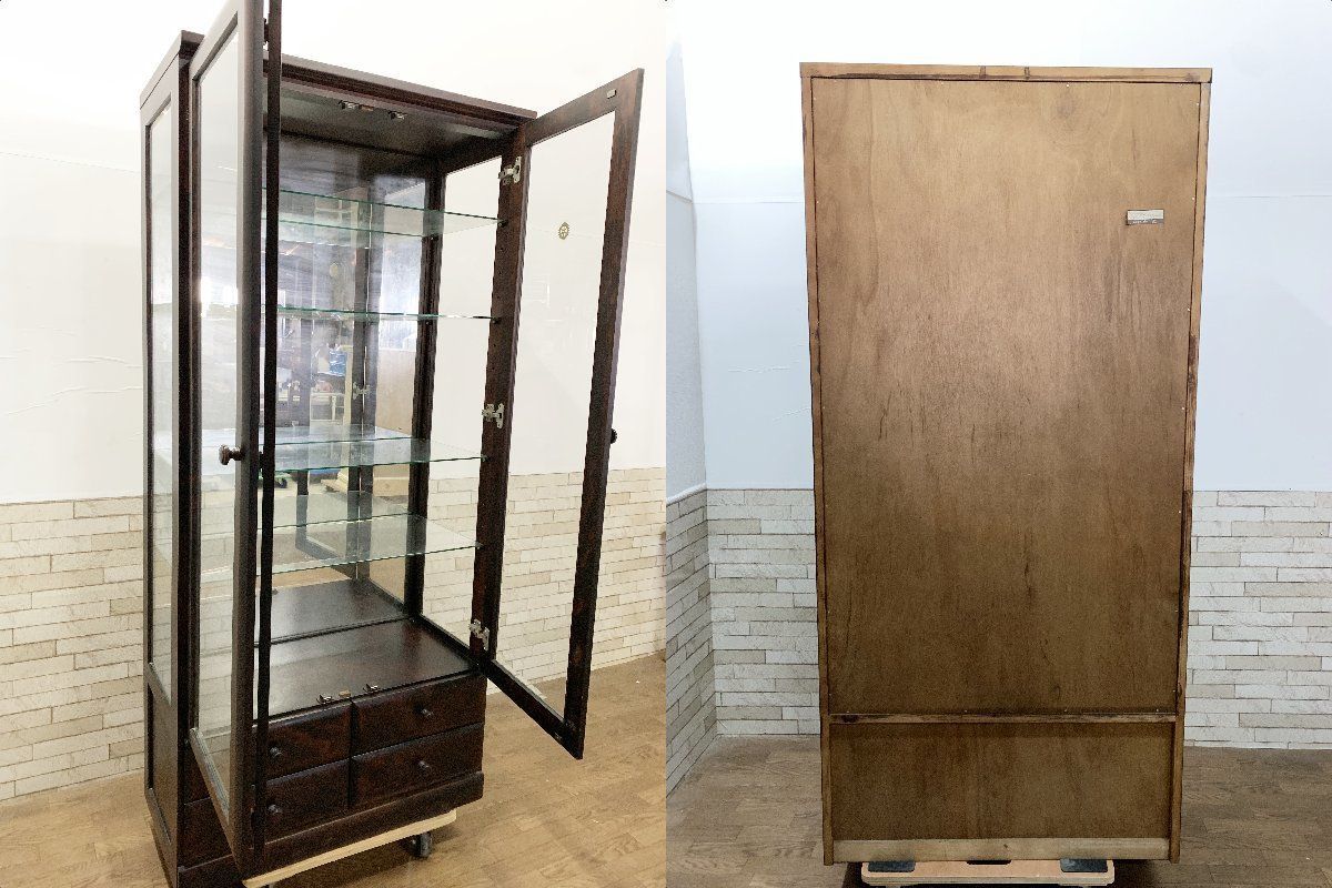 和光 旭川家具 ルイキュリオボード85 キュリオケース ガラス