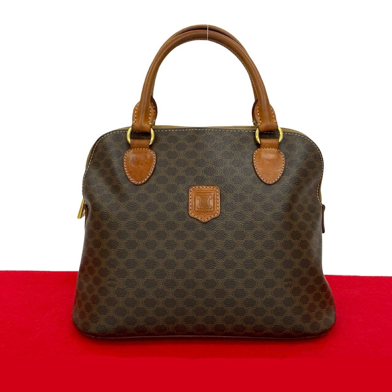 セリーヌ　ボストンバッグ　マカダム柄　ヴィンテージ　レザー　CELINE CELINE 【Sale】セリーヌ マカダム柄 ボストン 35cm