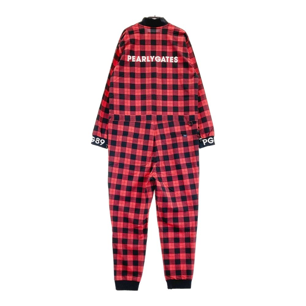 サイズ 1 PEARLY GATES パーリーゲイツ 055-1224008 ロゴ刺繍 オールインワン チェック柄 レッド系 240101523889 ゴルフウェア レディース ストスト