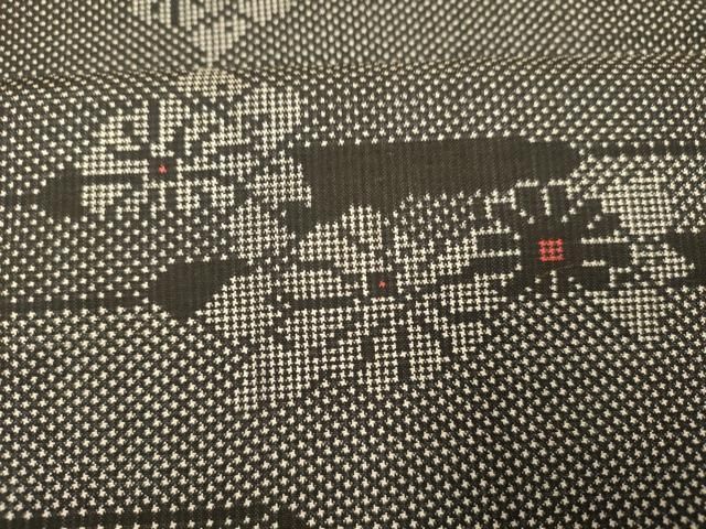 平和屋着物○上質な紬 変わり麻の葉文様 黒地 正絹 逸品 未使用 DAAX4453ps