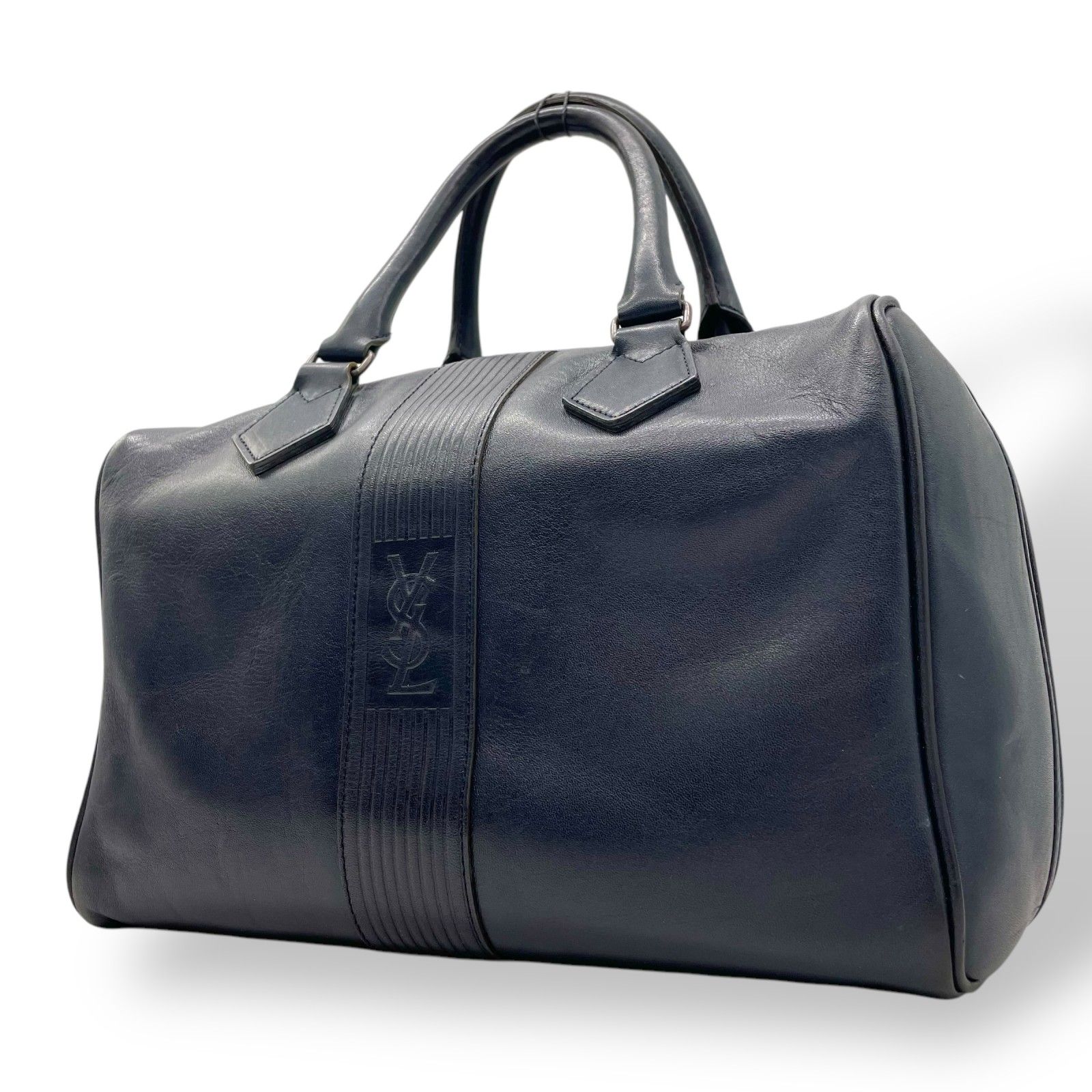 美品 イヴ サンローラン ミニボストンバッグ ハンドバッグ 黒 YSL 
