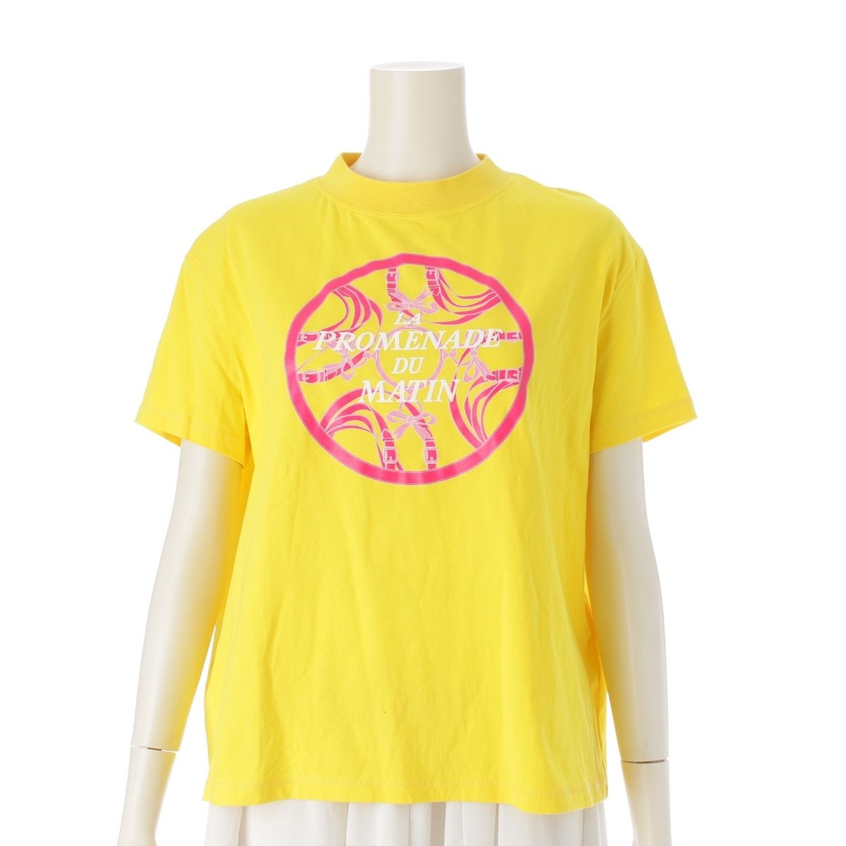 エルメス 22AW コットン LA PROMENADE DU MATIN 朝の散歩 半袖Ｔシャツ トップス 2H4604DU イエロー 38