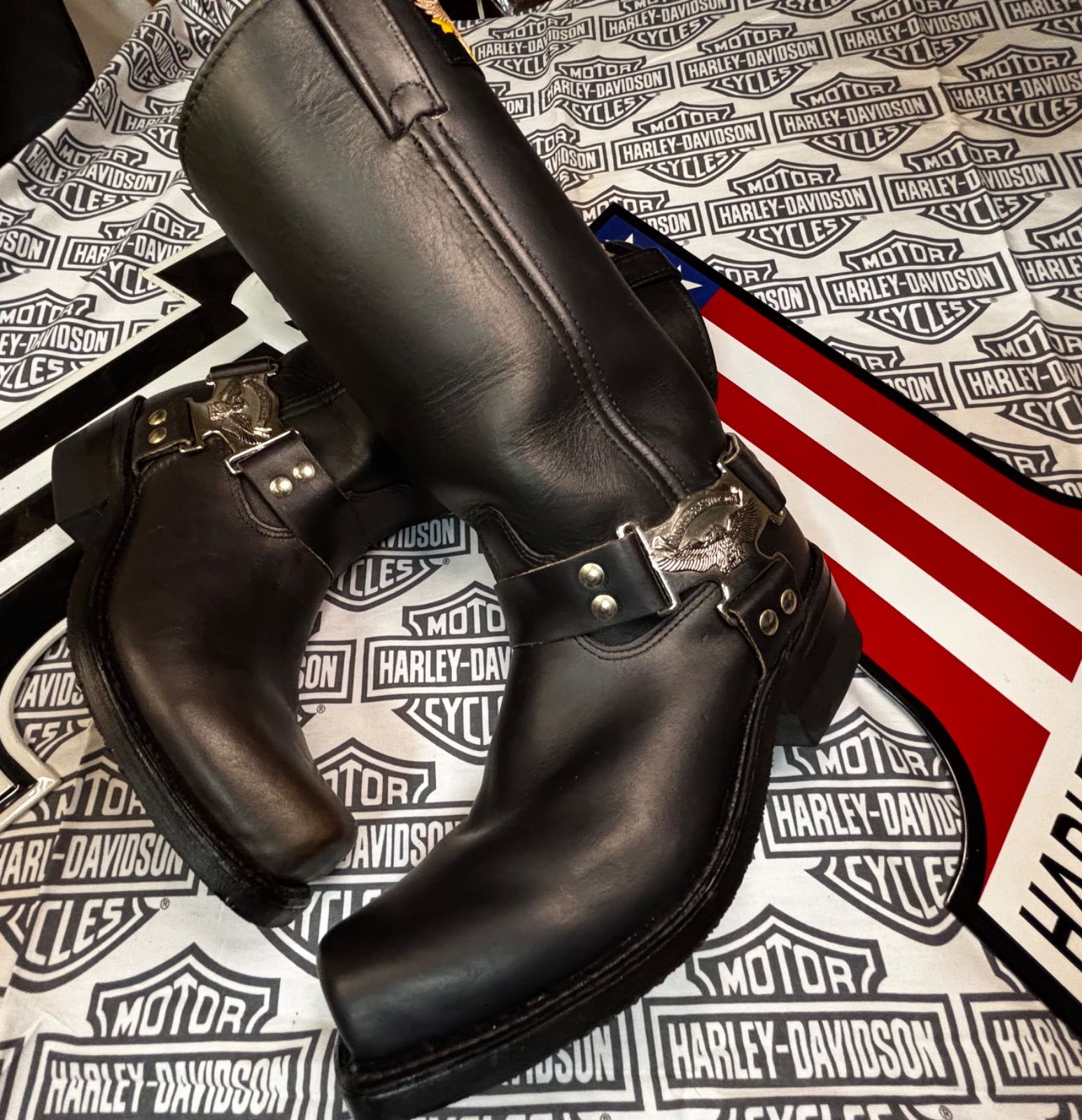  Harley Davidson 絶版 モデル ハーレー 本革製ブーツ ライデイング 街歩き ハーレーダビットソン エンジニアブーツ ブーツ 革靴