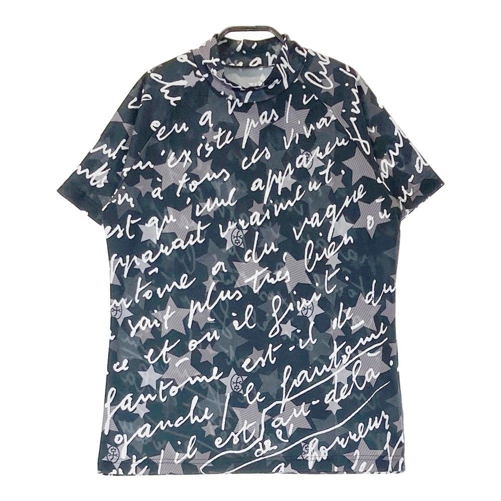 サイズ 42 CASTELBAJAC カステルバジャック 半袖ハイネックシャツ 総柄 ブラック系 240101449125 ゴルフウェア レディース ストスト