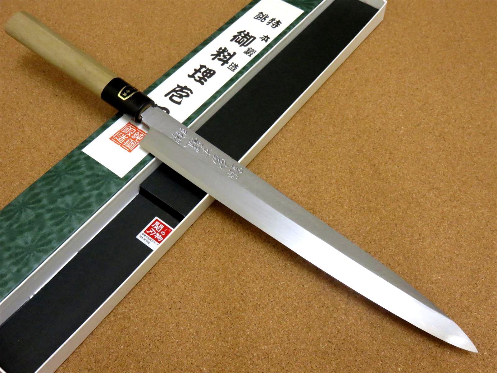 関の刃物 柳刃包丁 26.5cm (265mm) 富士觀 炭素鋼 白紙3号 本水牛角