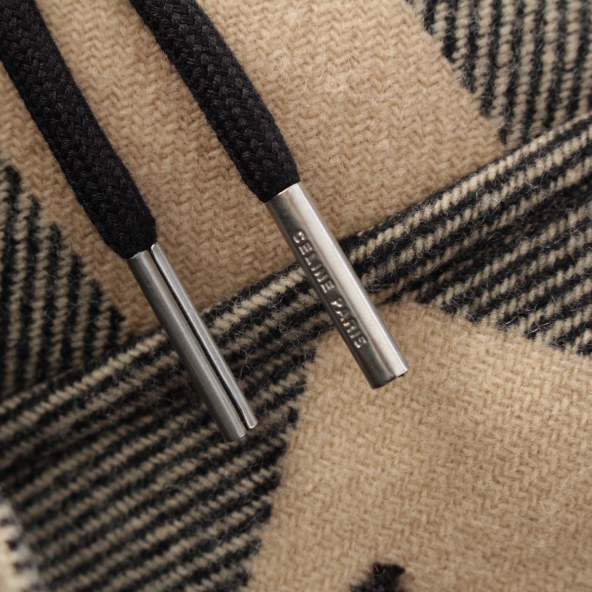 セリーヌ 24AW ウール ロゴフード付き チェック オーバーサイズシャツ