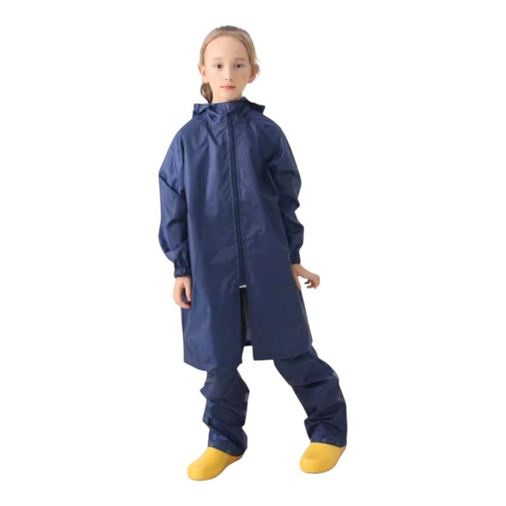 ネイビー  150cm  レインコート レインコート キッズ フード付き レインポンチョ レインパンツ ポンチョ パンツ 雨合羽 かっぱ 合羽 カッパ レインウェア 雨具 前開き 男の子 女の子 子供 子ど