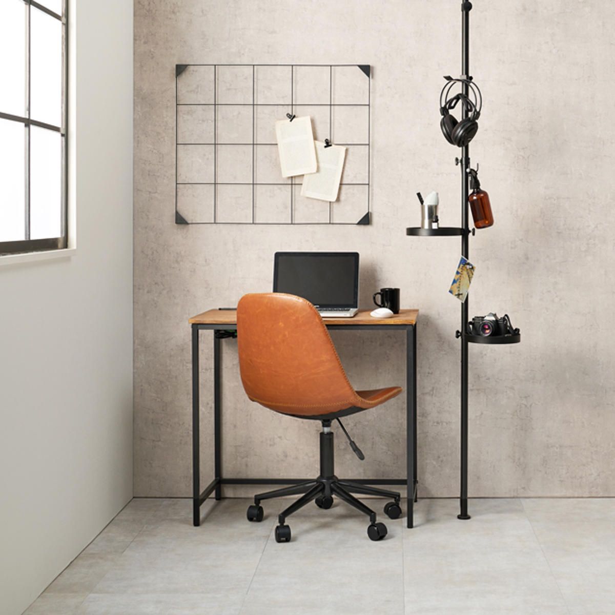 突っ張りポールラック 丸型トレイ2個