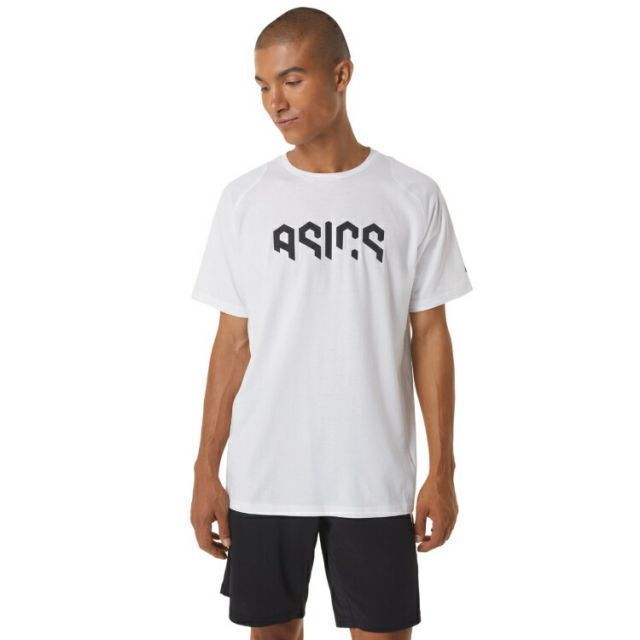 asics アシックス ASICS HEX GRAPHIC COTTON ブリリアントホワイト L 2031D809 100 | スポーツ メンズ L ホワイト 白 服 衣類 衣料品ウェア ウェア トップス 半袖シャツ シャツ Tシャツ コットンブレンド素
