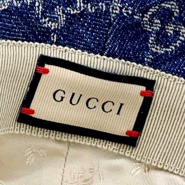 GUCCI ベレー帽 GG柄 デニム ブルー ラメ付き GUCCI グッチ デニム バケットハット 美品 576371 4HAC3 GGロゴ