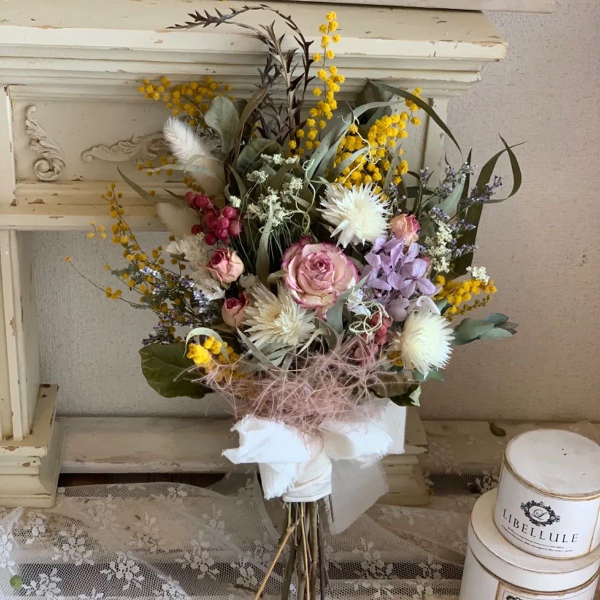 mimosa 薔薇さんの春スワッグ　インテリア　母の日　プレゼント　No.1