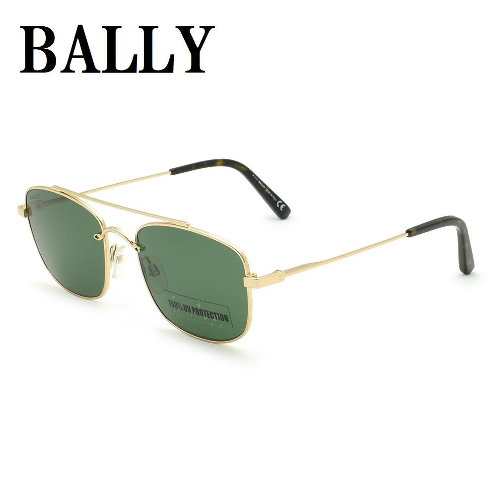 バリー BALLY BY0030 28N 54 サングラス アジアンフィット UVカット 紫外線カット ノーズパッド 鼻あて メンズ グリーン ゴールド