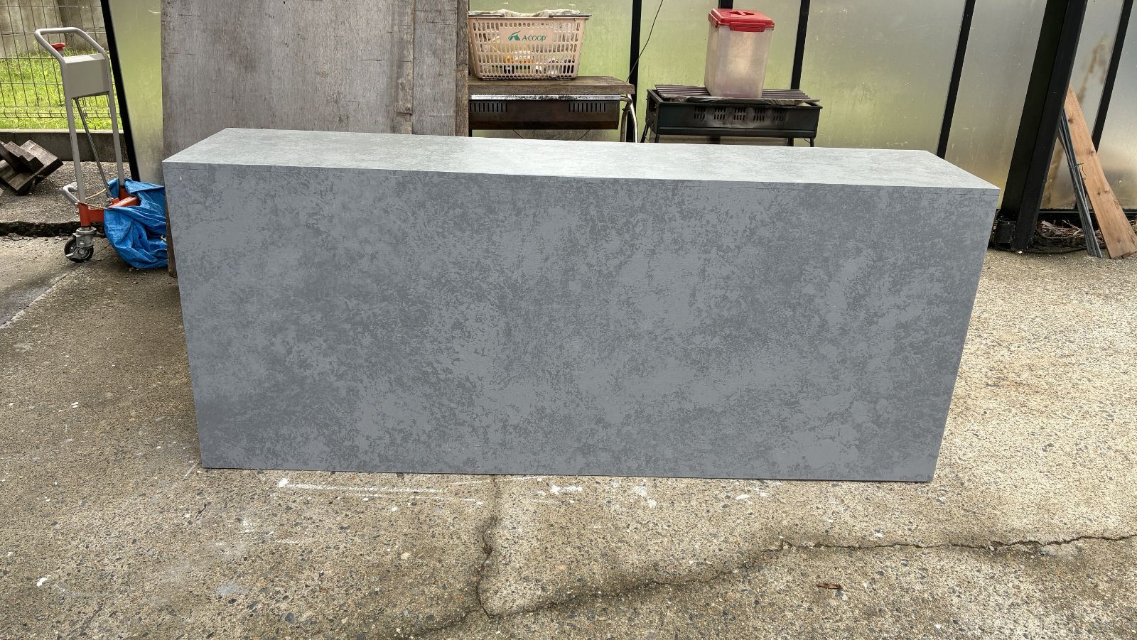 受注製作 箱型 グレーストーン柄 石目 モルタル 受付カウンターテー レジカウンタ- 1700 店舗 ネイル 美容室