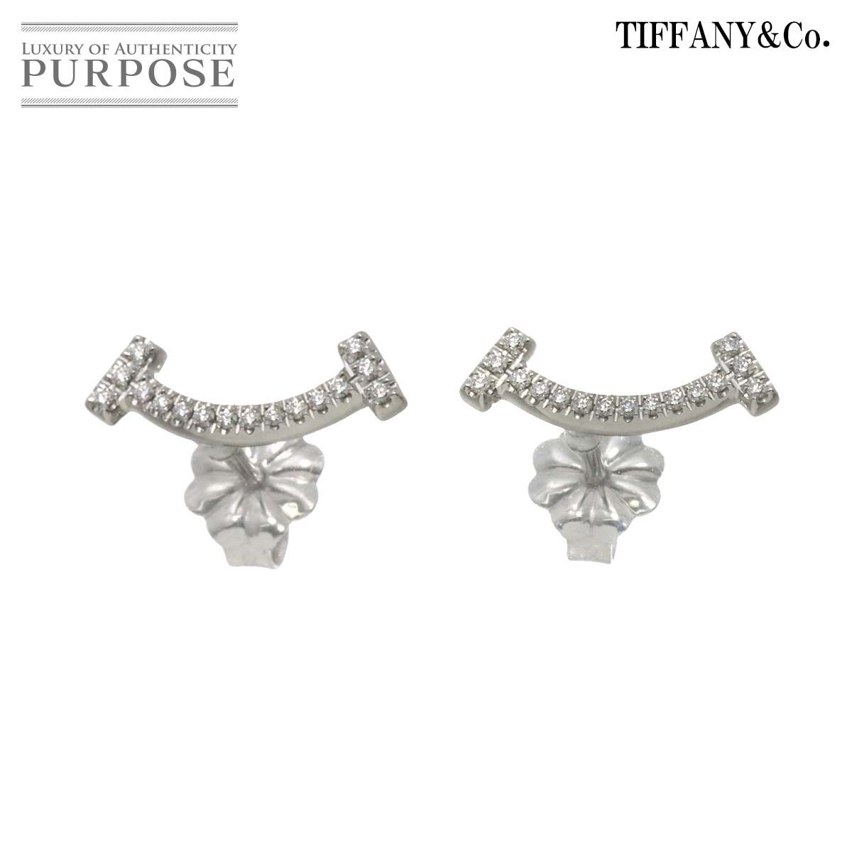ティファニー TIFFANY&Co. T スマイル ダイヤ ピアス K18 WG ホワイト  